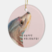 Illustratie zee Lion Waterverf | Prettige feestdag Keramisch Ornament (Links)