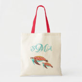 Illustratie zee schildpad monogrammed tote bag (Voorkant)