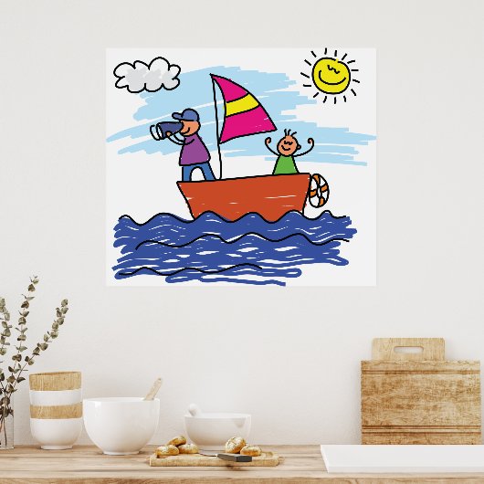 Illustratie zeilreis Poster zeilboot (Keuken)