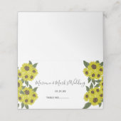 Illustratie zonnebloem Botanische bruiloft Geel Plaatskaartje (Buitenkant ongevouwen)