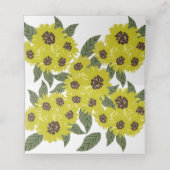 Illustratie zonnebloem Botanische bruiloft Geel Plaatskaartje (Binnenkant ongevouwen)