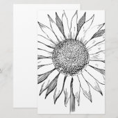 Illustratie zonnebloem briefpapier (Voorkant / Achterkant)