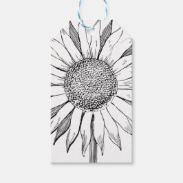 Illustratie zonnebloem cadeaulabel