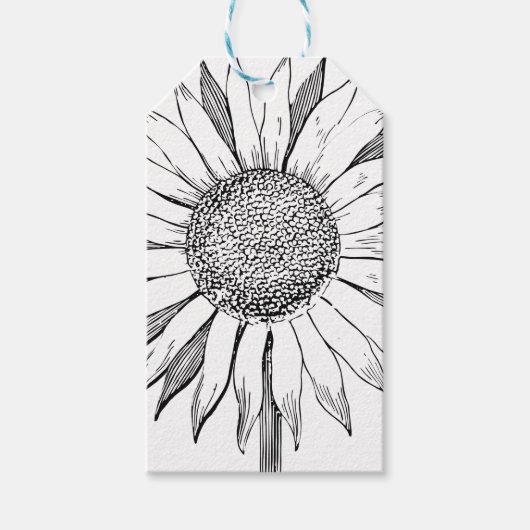 Illustratie zonnebloem cadeaulabel (Voorkant)