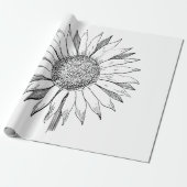 Illustratie zonnebloem cadeaupapier (Uitgerold)