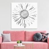Illustratie zonnebloem canvas afdruk (Insitu (Woonkamer))