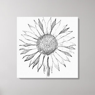 Illustratie zonnebloem canvas afdruk