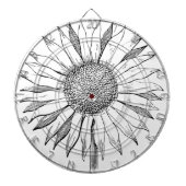 Illustratie zonnebloem dartbord (Voorkant)