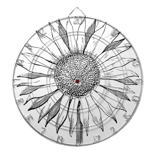 Illustratie zonnebloem dartbord (Voorkant)