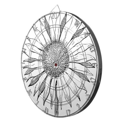 Illustratie zonnebloem dartbord (Voorkant Rechts)