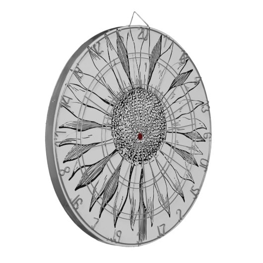 Illustratie zonnebloem dartbord (Voorkant Links)