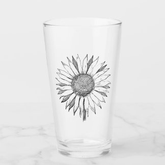 Illustratie zonnebloem glas