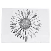 Illustratie zonnebloem groot cadeauzakje (Achterkant)