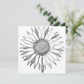 Illustratie zonnebloem kaart (Staand voorkant)