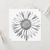 Illustratie zonnebloem kaart (Voorkant / Achterkant in situ)