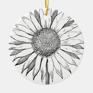 Illustratie zonnebloem keramisch ornament