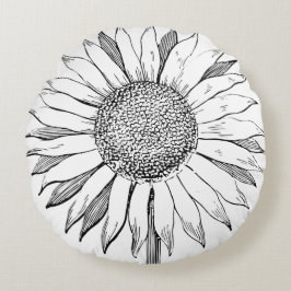 Illustratie zonnebloem rond kussen