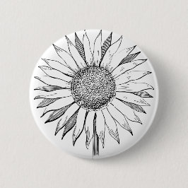 Illustratie zonnebloem ronde button 5,7 cm