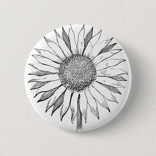 Illustratie zonnebloem ronde button 5,7 cm (Voorkant)