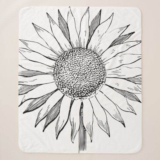 Illustratie zonnebloem sherpa deken (Voorkant)