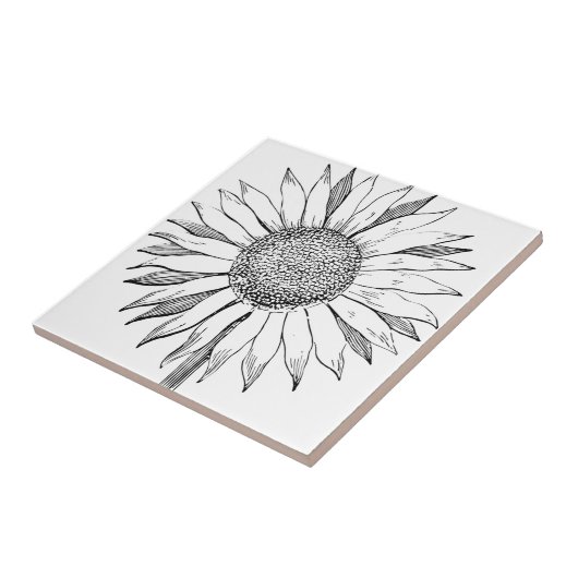 Illustratie zonnebloem tegeltje (Zijkant)