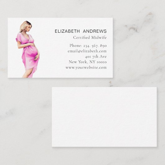 Illustratie zwangere vrouwen, simpelweg visitekaartje (Voorkant / Achterkant)