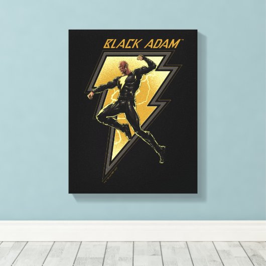Illustratie zwart Adam Lightning Bolt-teken Canvas Afdruk (Insitu (Houten vloer))