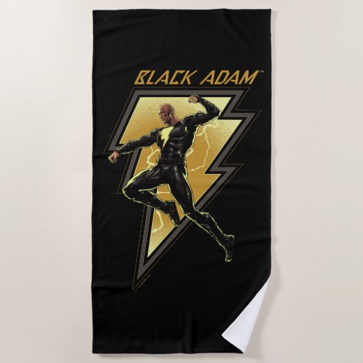 Illustratie zwart Adam Lightning Bolt-teken Strandlaken (Voorkant)