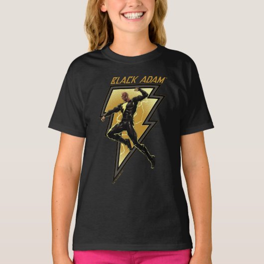 Illustratie zwart Adam Lightning Bolt-teken T-shirt (Voorkant)