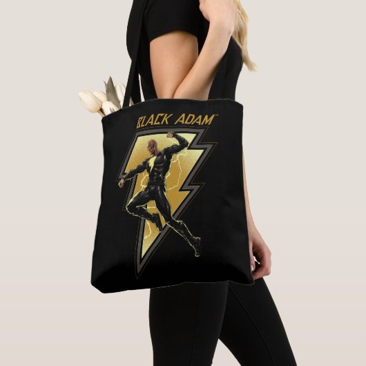 Illustratie zwart Adam Lightning Bolt-teken Tote Bag (Dichtbij)