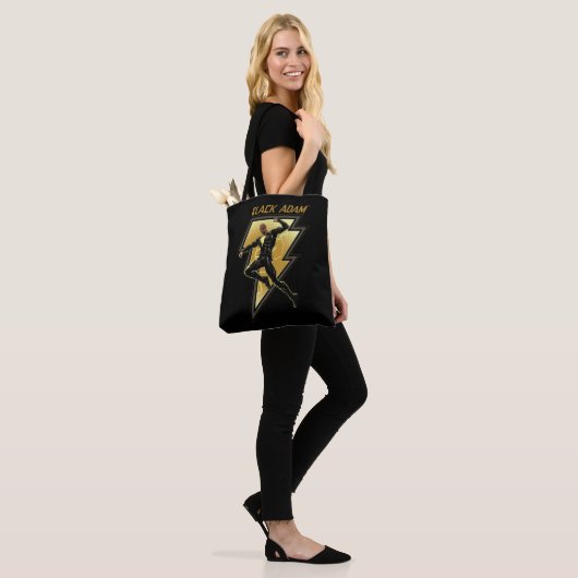Illustratie zwart Adam Lightning Bolt-teken Tote Bag (Op model)