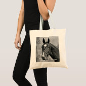 Illustratie zwart-wit Antiek  paard Tote Bag (Voorkant (product))