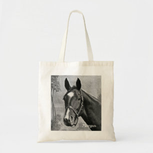 Illustratie zwart-wit Antiek paard Tote Bag