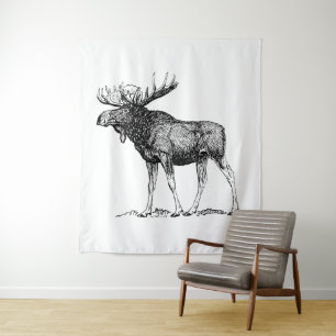 Illustratie zwart-wit-roestvrij wandkleed