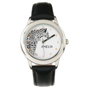 Illustratie zwart-witte jaguar horloge