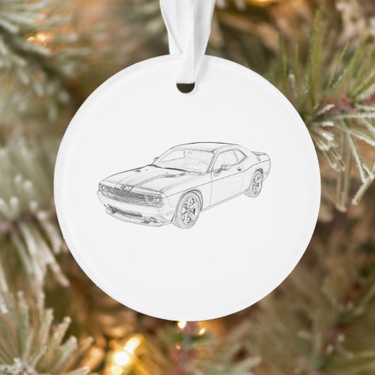 Illustratie zwarte en witte dodge Challenger Ornament (Boom)
