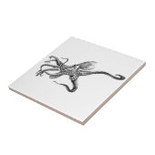 Illustratie zwarte en witte octopus tegeltje (Zijkant)