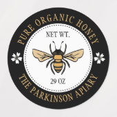 Illustratie zwarte Floral Honey Bee Apiary Labels (Design 2)