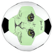 Illustratie zwarte kat, groen gele ogen voetbal (Gedraaid)