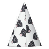 Illustratie zwarte labrador-herstelprogramma met g feesthoedjes (Achterkant)