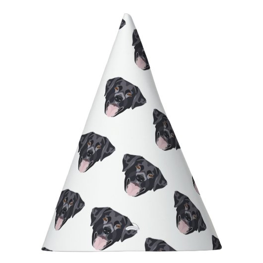 Illustratie zwarte labrador-herstelprogramma met g feesthoedjes (Rechts)