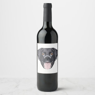 Illustratie zwarte labrador retriever met glimlach wijn etiket