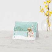 Illustratie zwarte winterkerstKaart Kaart (Gele Bloem)