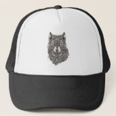 Illustratie zwarte wolf trucker pet (Voorkant)