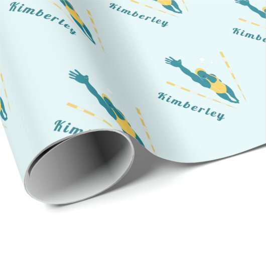 Illustratie zwemmen Aangepaste naamsport zwemmen Cadeaupapier (Rol Hoek)