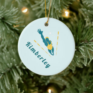 Illustratie zwemmen Aangepaste naamsport zwemmen Keramisch Ornament