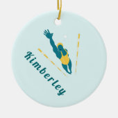Illustratie zwemmen Aangepaste naamsport zwemmen Keramisch Ornament (Voorkant)