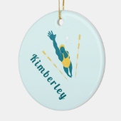Illustratie zwemmen Aangepaste naamsport zwemmen Keramisch Ornament (Links)