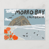 Illustratiebalk Morro Bay Central California Briefkaart (Voorkant)