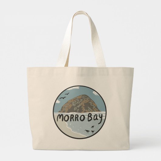 Illustratiebalk Morro Bay Central California Grote Tote Bag (Achterkant)